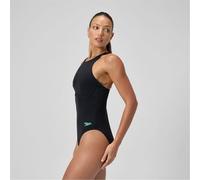 Speedo Damen Racer Zip Swimsuit | Swim FitneS | Soft Feel | Premium Swimwear, Anthracite, 38