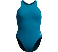 Speedo Damen Racer Zip Swimsuit | Swim FitneS | Soft Feel | Premium Swimwear, Dark Teal, 46