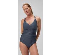 Speedo Damen Shaping V Neck One Piece Swimsuit | Shapewear | Beach and Holiday Swimwear, Grey Lead/Black, 36