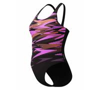 Speedo Hyperboom Placement Muscleback Badeanzug Damen schnelltrocknend und chlorbeständig, Farbe:Schwarz-Pink, Größe:44