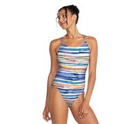 Speedo Damen Swimsuit One Piece Eco Flex Double Cross Back Moderate Cut Badeanzug, Gebürstete Streifen, 8