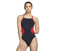 Speedo Damen Einteiliger Badeanzug Endurance+ Gekreuzter Rücken, Einfarbig, Teamfarben für Erwachsene Einteiler, Spark Schwarz/Rot, 36