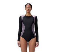 Speedo Damen Swimsuit One Piece Hydraline Standard Cut Badeanzug, L/S Reißverschluss Anthrazit/Vintage Fog, XX-Large