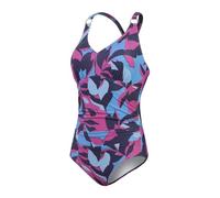 Speedo Damen-Badeanzug Shaping Eco-Print V-Ausschnitt Einteiler Dunkelblau Größe 46