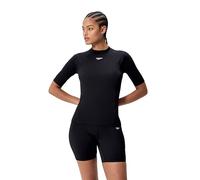 Speedo End+ Short Sleeve Schwimm Rashguard Oberteil für Damen, Schwarz, S