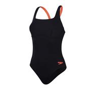 Speedo Flex Band Badeanzug mit integriertem Schwimm-BH Fitnessschwimmen Training für Damen, Schwarz/Sirenenrot, 32