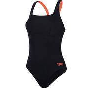 Speedo Flex Band Badeanzug mit integriertem Schwimm-BH Fitnessschwimmen Training für Damen, Schwarz/Sirenenrot, 44