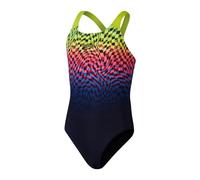 Speedo Girls Digital Placement Powerback Mehrfarbig - Sportiver komfortabler Mädchen Badeanzug, Größe 140 - Farbe Black