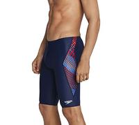 Speedo Herren-Badeanzug, Powerflex, Teamfarben Bedruckt, Herren, Schwimmhose, Swimsuit Jammer Powerflex Printed Team Colors, Rot/Weiß/Blau, 22