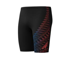 Speedo Herren Gala Lagenschwimmhose mit Logo | Schwimmtraining | Hochentwickeltes Material | Sportliches Design Schwimmbekleidung, Schwarz/Neon Coral, 38