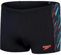 Speedo Herren Hyperboom Panel Aquashort | Schwimmtraining | Fitness | Chlorbeständig Schwimmbekleidung, Schwarz/Picton Blue/Siren Red, 34/11
