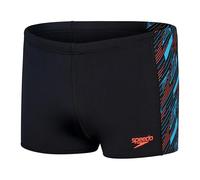 Speedo Herren Hyperboom Panel Aquashort | Schwimmtraining | Fitness | Chlorbeständig Schwimmbekleidung, Schwarz/Picton Blue/Siren Red, 40