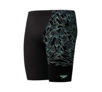 Speedo Herren Hyperboom Schwimmhose mit V-Schnitt | Schnelltrocknend | Training | Fitness | Chlorbeständig Black/Alfalfa Green 34