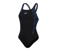 Speedo - "Hyper Boom" Badeanzug für Damen, Halboffener Rücken (Schwarz/Blau) EU 34 / UK 6