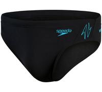 Speedo Herren Hyperboom Splice 7 cm Badehose | Speedos | Schnelltrocknend | Training | Fitness | Chlorbeständig Schwimmbekleidung, Schwarz/Bolt, 32