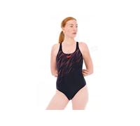 Speedo Hyperboom Placement Muscleback Badeanzug | Schnelltrocknend | Training | Fitness | Chlorbeständig für Damen, Schwarz/Sirenenrot/Plum Dandy, 34