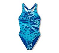 Speedo Hyperboom Print Medalist Badeanzug für Mädchen, Nachtwache/Hyper Blaugrün, 10 Jahre