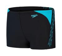 Speedo Jungen Hyperboom Splice Aquashort Badehose | Chlorbeständig | Schnelltrocknend | Stretchmaterial | Printdetail Schwimmbekleidung, Schwarz/Bolt, 15-16