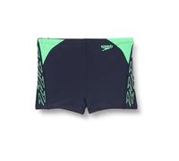 Speedo Junior Boy's Hyperboom Splice Aquashort Swimming Trunks | Chlorine Resistant | Quick Drying | Stretch Fabric | Print Detail, True Navy/Harlequin Green, 13-14 Years