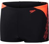 Speedo Junior Boy's Hyperboom Splice Aquashort Swimming Trunks | Chlorine Resistant | Quick Drying | Stretch Fabric | Print Detail, Black/Siren Red, 9-10 Years