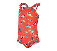 Speedo Mädchen Digital Frill Thinstrap Badeanzug, Coral Rosa/Gelb/Türkis, 9-12 M