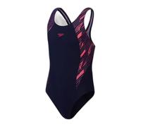 Speedo Mädchen Girls Boom Logo Splice Muscleback Badeanzug, True Navy/Electric Pink/Fandango Pink, 5-6 Jahre EU