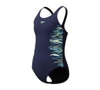 Speedo Mädchen Placement Muscleback Badeanzug Peacoat/Blasses Kleeblatt, Peacoat/Pale Clover, 11-12 Jahre