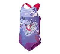 Speedo Mädchen Schwimmen Lernen Crossback Badeanzug mit Motiven | Chlorbeständig | Recyclingmaterial | Dehnbares Material Magic Sangria/Sweet Taro/Helli 6-9M