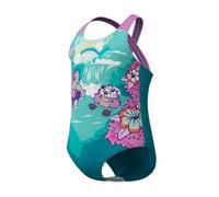 Speedo Mädchen Schwimmen Lernen Crossback Badeanzug mit Motiven | Chlorbeständig | Recyclingmaterial | Dehnbares Material Schwimmbekleidung, Neon Violet, 6-9M