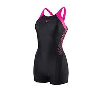 Speedo Mädchen Swimwear Boom Splice Legsuit, Black/Electric Pink, 128, 8-10845B344