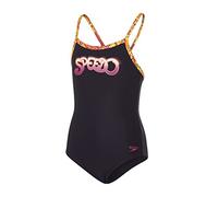 Speedo Mädchen Swimwear Comet Pop Placement Thinstrap Muscleback, Black/Jaffa/Electric Pink, 164, 8-09533B756