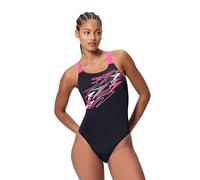 Speedo Medley Logo Medalist One Piece Schwimmanzug für Damen, Schwarz, 28
