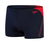 Speedo Men's Hyperboom Splice Aquashort Swimming Trunks| Quick Drying | Training | Fitness | Chlorine Resistant, True Navy/Fed Red, 34