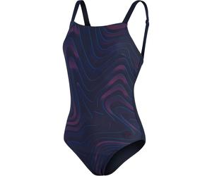 Speedo Shaping AmberGlow Printed Damen Badeanzug, blau 38