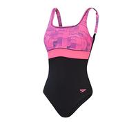 Speedo Women's Shaping ContourEclipse Printed 1 Piece Badeanzug, Pink, 46
