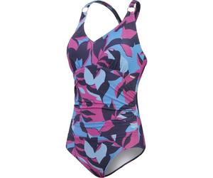 Speedo SHAPING PRITNED V NECK 1 PIECE Badeanzug für Damen, dunkelblau, größe 34/10