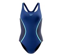 Badeanzug SPEEDO "SOLID SPLICE MEDALIST 1PC BLU/DKBLU", Damen, Gr. 40, N-Gr, blu, dkblu, Obermaterial: 100% Polyester, Badeanzüge Badeanzug, für aktives Schwimmen und Fitnesstraining, mit Vier-Wege-St