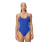 Speedo Women's Solid V-Neck One Piece Deep Sapphire S