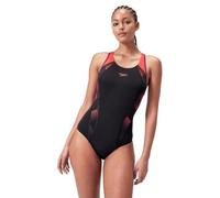 Speedo Womens Placement Laneback Black/Siren RED/Plum Dandy - 42