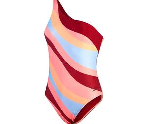Speedo Women's Printed Asymmetric 1 Piece Oxblood/Coral 32