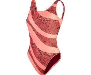 Speedo Women's Printed Deep U-Back Oxblood/Coral 32