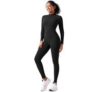 speerise Einteiler für Erwachsene, hoher Halsausschnitt, Reißverschluss, Ganzkörperanzug, Bodycon, Jumpsuit für Damen, Schwarz, 50