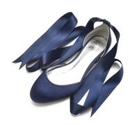 Speesy Brautschuhe Flach Geschlossene Zehen Brautschuhe Blockabsatz Hochzeit Schuhe,Dark Blue,39 EU