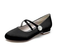 Speesy Hochzeit Damen Geschlossene Zehen Bridal Brautschuhe Elegant Blockabsatz Pumps Damen,Schwarz,43 EU, 65756966-BLACK-11.5