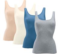 Speidel Feinripp Damen-Unterhemd im 4er-Pack 42 apricot/creme/grau/blau