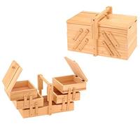 Spetebo Holz Nähkästchen ausklappbar - Nähkasten Nähkiste Nähkorb Näh Box Aufbewahrung