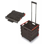 Spetebo Kunststoff Einkaufstrolley klappbar mit Rädern - 35 L - Transportbox fahrbar mit Teleskopgriff - Einkaufskorb rollbar Einkaufswagen klappbar Transport Einkauf Box Wagen Korb