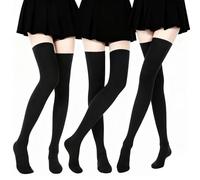 Spetsbst Overknee Strümpfe Damen 3 Paar, Schwarze Overknees Strümpfe Damen Lange Thigh High Socks Soft Warme überkniestrümpfe, Over Knee Socks Women