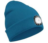 SPGOOD LED Beanie Beleuchtete Mütze mit Licht,Wiederaufladbare Winter Warm LED Haube mit Lampe für Angeln,Jogger,Camping,Laufen,Geschenke für Männer Frauen(Pfauenblau)