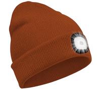 SPGOOD LED Beanie Beleuchtete Mütze mit Licht,Wiederaufladbare Winter Warm LED Haube mit Lampe für Angeln,Jogger,Camping,Laufen,Geschenke für Männer Frauen(Rot Braun)
